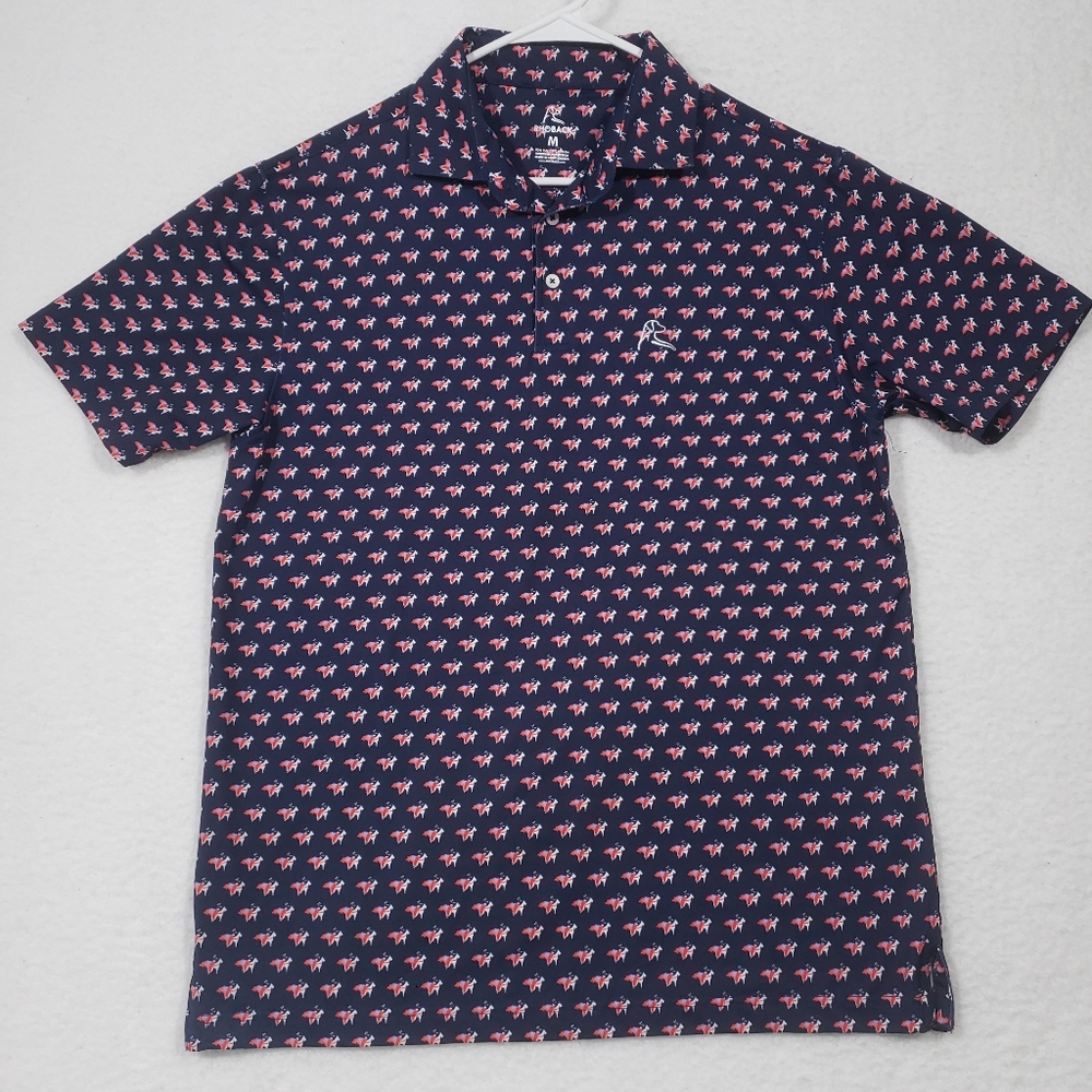 RHOBACK American Flag Patriotic Golf Polo Shirt Mens M
